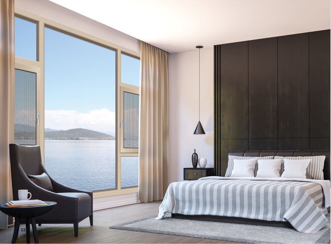 FY100 Broken bridge aluminum alloy steel mesh double-opening integrated window